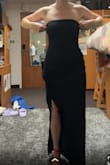 This dress fit as perfectly as possible for the size. It is a very flattering cut that fights each curve. The slit is perfect to make sure the dress is easy to get around in. I loved the detail of the ruffles on the front part of the slit. - Julia S.