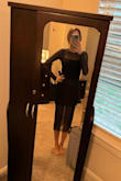 A cute dress for a night out in the cooler months. The mesh overlay is a little longer than I expected but fits great overall. I got an XS. The black slip is very snug and short.  Something to keep in mind if you're over 5'7. - Jennifer D.