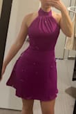 This dress is great, it was fitted enough to support the girls without a bra and the open back is to die for. Super cute, true to size. I will say the color was not as expected, I'd describe it was more purple than pink? But other than that good - Callie B.