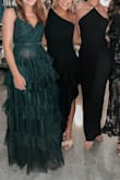 So flattering! Details around the waistline, with layered slit & tight waist, help hide the belly area, leaving you feeling so confident. Stretchy material! - Suzie S.