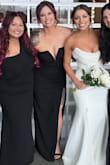 I felt absolutely beautiful in this dress all day long. Yes, I did need shapewear underneath it. The quality is wonderful. It is a high slit and deep plunge but I never worried I would have an "indecent" slip if you know what I mean haha. I wore it all day long doing my matron of honor duties. I received so many compliments for it! - Mallory L.