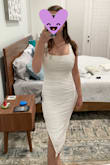 The material is nice and lined well. I ended up returning it since it was too form-fitting for my liking. - Lauren D.
