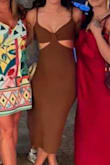 I purchased this dress for vacation. It was perfect, and the material was so soft. However, because it's a soft sweater material, be careful that the type of chairs you sit on are not rough. - Rachael N.