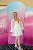 This dress was beautiful for my bridal shower! I got so many compliments. The only reason I didn't give it 5 stars is the sleeves were a little itchy around the elastic on top, and the zipper got stuck on a seam halfway up. The only way I could get it to zip was to pull it over my hips and turn it backward to zip it myself, then turn it back around and put my arms in the sleeves. Overall, beautiful dress and would order again!! - Abigail S.