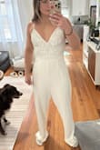 I am 5'5 and this fit perfectly from the waist up. Love the adjustable straps and the non-see-through fabric. My gripe with this is the length of the legs and the torso. Whose torso is that long?! It sagged down to my mid-thigh, and the legs were so long... I'm not that short. I'm of regular average height and a muscular build. I got it on clearance so I brought it to a tailor to see if they can fix it so it's wearable for my bachelorette, but as of now, it's saggy and way too long to even wear with very high heels. - Sara G.