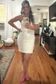 I wore this for my wedding shower! This dress is just such high quality fabric; I loved it. I bought literally 20 dresses from Amazon, shein, and this one from Lulus. All the other white dresses were just so see-through that I couldn't even compare. I'm so happy I got this on clearance, but it is [at] the full price. Buy it. - Sara G.