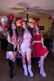 So adorable. Love it. Very stretchy. Definitely tall girl friendly as it was SOOOOO long on me and I'm 5'6"! It went up to my ribs haha and also there was a lot of extra space in them. happy with the purchase tho :) wore them to a Galentines party! (im the one in the middle) - Serine H.
