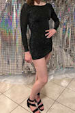 Daughter wore to Snow Week dance; very stretchy to accommodate her height and provide coverage. She loved how soft the material was. Scoop back had wow factor. Highly recommend. - Rebecca R.