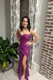 The size finder worked great. The dress fit like a glove, besides having to hem it shorter but that is to be expected due to my height. It wasn't the best dress to dance in all night because it was strapless, however, it was comfortable and beautiful and I received so many compliments. - Paige A.
