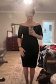 I ordered this for a work banquet. I'm a mom of 3 and want something flattering yet still modest/classy and well-made. The fabric is thick and quality. My kiddos got sick and I never made it to the banquet but the fit is very flattering and plan to wear it out. Here's a shot of it in my messy room! - Lauren A.
