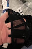 There was a hole in the item. The lace/mesh is very thin. It is also see through in the chest area, I think sticky boobs might be visible through it. - Nicole F.