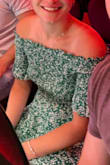 Love the off-the-shoulders look. It's a bit long for me but I knew that being a shortie. I like that it's high-low. - Nicole F.