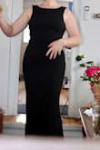 This was too long with 4" heels on. It also was too long in the waist for me, which made it bunch up on the sides. Something this fitted needs to fit perfectly to look great. Overall I really liked it, but it wasn't quite at 5 stars for me. - Amanda W.