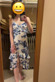 I think this is a good summer date dress- I love the ruffles. I was worried the slit wouldn't look good, but it fits. Very comfy and light. Excited to wear it more! - Shara C.