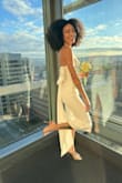 I found this website, and I identify with the model so much! The dress wore me like a glove, and the material has a great quality. The dress is not transparent at all! - Sue S.