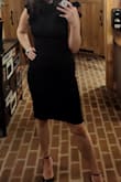 At first, I was a bit unsure of the bodycon aspect of the dress but I received SO many compliments about it. The back adds a subtle sexy aspect to the high-necked front. I went sans undergarments as it was a true body con fit in my waist/hips but could have easily worn a backless sticky bra. Even with this, I can't recommend it enough and can't wait to wear it again. - Andrea L.