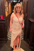 I bought a large as my recommended size, and it fit perfectly. I wore 3in heels and the dress was still a little long. The crisscross back is perfect for large busts because it's adjustable and can be worn without a bra. Definitely recommend this beautiful dress! - Jordan B.