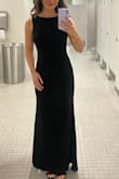 I wore this dress to a ball and it fit great and was extremely flattering! It was comfortable and the fabric was of good quality. It is classy with the high neckline, but then the back adds the perfect amount of spice! I have a smaller waist and a bigger throughout the bottom part of my body, and it fits like a glove. I highly recommend getting this dress for a black tie or a more formal event! - Lucia F.