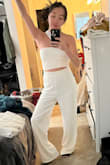 This is an absolute VIBE. The material is super high quality and feel so cute in it. I'm a total jumpsuit girly but I've been converted to a two-piece pantsuit girly. The pants are a bit long for my height but will look so cute with some platform heels. - Saraleah P.