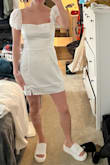 I got this to wear to a bridal luncheon and it's the perfect combo for cute and elegant. I was worried it was going to be too long but it fits perfectly for my 5'3" frame. So happy with it! - Saraleah P.
