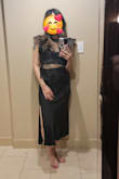 I wore this over a lace bralette and paired it with a black silk skirt and it was so perfect! Wore for a Bachelorette night out. The neck is slightly too large for my neck but not terrible. I would still purchase again. - Tu N.