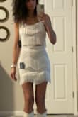 I ordered this 2 piece set for my birthday party. It fits perfectly and is true to size. Although it originally looked very dainty it is comfortable to move in plus the fringe is fun for dancing! - Teah L.