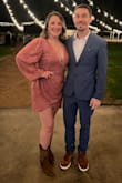 It's a little short, but the material looks way better in person and has sparkly gold threaded lines throughout. I got lots of compliments on this dress! - Brittany H.