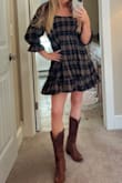 Adorable dress! Flattering and comfortable. Actually lined and thicker material - so I can wear through Fall with tights! - Eileen M.