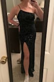 I bought this dress for an upcoming Ball with work and 10/10 love. Fit perfectly and the color of the fabric is very flattering! You lose some sequins but not enough that I wouldn't buy this again. - Brittany S.