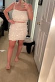 Perfect for a bachelorette party! Ended up returning because another Lulus two-piece set was more flattering on me. The material is fragile with the sequins, but lightweight. Top is also super cute and good For any bust size! - Lanie M.