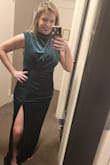 I wore this dress to a black tie gala and received multiple compliments. It fit perfectly throughout my curves and hid my bloat during my time of the month. So flattering, I highly suggest this dress! (I took my shoes off before photographing!) - Heidi