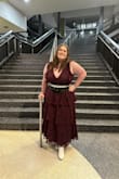 I loved this dress! I typically wear a size 16 and the 3x was a bit big in the bust area, however, I ordered a size up to ensure the bust area would fit. My back brace helped with a fit and overall a 10/10 would recommend it!! Great quality!! I always find it hard to find a dress that fits in the length as I have super short legs, but this fits perfectly in length! - Renée G.