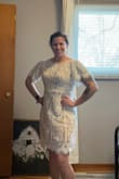Fits true to size and love the liner underneath. I'll be wearing this to my rehearsal dinner in June. - Jayme H.