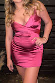 The material felt super nice, high quality. I loved the fit of it, but be sure to look at bust size before purchasing if you are large chested. Thankfully, I had no issues and it fit perfectly!! The color is beautiful, would definitely purchase again!!!!! - Angelina G.