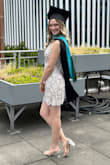 I bought this dress to wear for my master's degree graduation. The overall fit was great and in line with other Lulus dresses, I've bought. It is very flattering. My only issue is I found the straps around the neck to be a bit uncomfortable. It's not a dress I would want to wear for a super long period of time because of it. - Amber S.