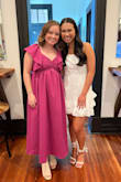 Loved the dress online and loved it on! Fit very well. 5'3, 128lb, and not tight but not too big. Very comfortable too! Got so many compliments at my bridal shower. - Jade F.