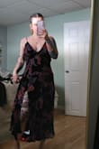Was looking through the sale section, for a dress to wear for my anniversary dinner. Found this one for a really good price; [my] measurements fit under the xl size perfectly. Came in really good time! The dress is beautiful, great quality! I'm not sure because of how the material is or how it has a sort of underlay, but it looks a tiny bit too big. I'm not sure I could've sized down. It fits perfectly though, could just be a tad tighter in the bust, rib cage area, as it has that seam under the bust. Could be a little tighter fitting! - Abby L.