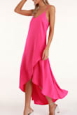 I bought the dress for a vacation to Cuba, but the dress fits quite large on me. The dress is a beautiful color and a good fabric. I just expected a closer fit against my torso. - Tiffany M.