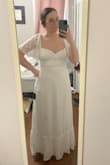 Absolutely love the sleeves on this dress and the back is so pretty! I just did not love the floral pattern/texture on the rest of the dress. I went with another Lulus dress for my rehearsal dinner, but this was a close option! Others photos helped me when ordering, so I wanted to share to help the next gal out! - Rachel S.