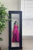 I am in between a size small and medium now, so it's really difficult to shop. I ordered the medium, but it was too big, not form fitting but didn't look bad. I did not exchange it for the size small because, overall, I thought the dress was too much for the wedding I am attending. Love the color and it was a quality dress. - Naya J.
