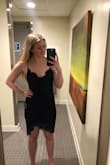 I got a small and had to exchange for a medium. It's tight around the thighs and butt which is nice, but the breast area has no support. I tightened the straps and added a sticky bra but it still didn't look very flattering on me and it drooped open when leaning over. Not very safe for dancing! The front has a weird scoop line that I didn't care for on my thighs. I would return if I could but I bought it on sale. - Amanda D.