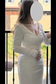 Loved the dress. Got a size Medium and Small but the small was the better fit for my shoulders. However, if you are short like me and like to actually walk and move around I recommend getting the front shortened as it otherwise is a tripping hazard.
For other girls with a bigger bust I recommend the shaperX bodysuit on amazon as it was a low enough cut that it wasn't showing in the back but still kept everything else in place. - Emma M.
