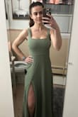 I am 5'9'' and 145 lbs. I am a 32DDD, with 27'' waist and 38'' hips. It is so hard to find dresses that fit me, but this one does! I just need to steam the dress, but it's super cute and comfy. The straps aren't too tight - meaning I can move my arms freely. I would definitely wear a strapless bra, or backless bra with this. I am looking into getting those ''boomba'' bras online for busty women (heard it has good reviews). The material is nice and it does not look cheap. The color is the same as shown online, maybe a little darker. (in the photo it looks very green I know - it's a little lighter in person) - Samantha E.
