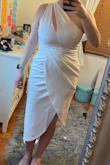 I've been looking for a good quality white dress for my rehearsal dinner and this dress is it! I love how it fits and is not see-through like most white dresses out there. The neckline is flattering and is a great length. - Sara R.