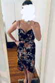 The fabric does have a little sheen to it, which I wasn't sure about before ordering, but I like it. The colors (I got the navy) are gorgeous! I am usually a 6 in dresses, and the medium fits perfectly, especially because the straps are adjustable. Good quality! - Erica T.