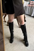 I bought these and the cheaper versions of them ($58) to try both and unfortunately loved these (the more expensive ones). They're very comfy; they fit well, and they don't hurt my feet. Only complaint is they don't have a lot of stretch at the calves. If you're someone with very thick calves, they probably won't work. I don't think I can gain any thickness in mine or these won't fit. But currently they're perfect. I attached a terrible picture, but just so you can see my legs for reference. - Elizabeth S.