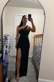 This dress was so form-fitting and so beautiful. It was very comfortable as well. I would def recommend this dress. The cutouts and the slit make this simple black dress so sexy. - Jenna N.