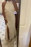 Bought it for a formal dinner at a cruise and it's perfect. It is made for tall girlies and had to get it hemmed. It is a beautiful dress that it can be used as a simple wedding dress. - Edilene M.