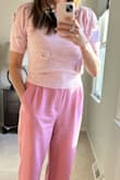 Fit is true to size. It is super soft and feminine. I thought the fabric was nice and worth the price. I wore this to work on Valentine's Day and received several compliments (my pants are on Lulu's as well)! - Andrea G.