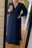 I like the simplicity of this dress for a formal wedding. I bought a bigger size so I could wrap it more to not show so much cleavage and that works. Will jazz it up with some jewelry and will be comfortable to dance the night away. - Tina M.